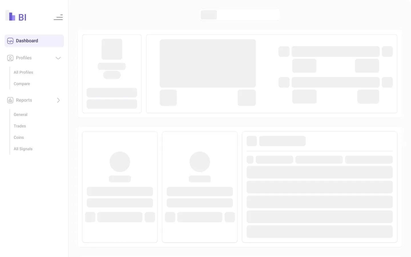 Skeleton loading state of the dashboard with the sidebar visible