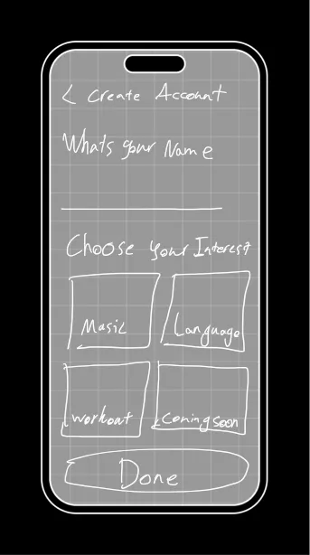 Paper sketch of account creation with interest choices
